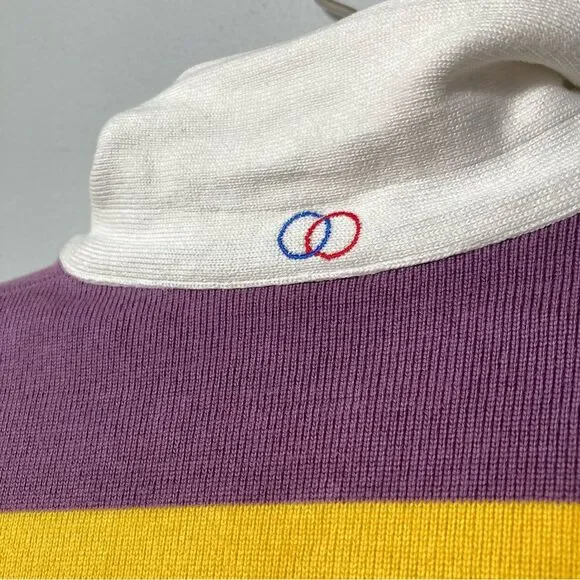 Rowing Blazers x Sports D'Epoque Rugby Polo Purple Yellow Heavyweight Jersey - Picture 9 of 12